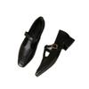 Autumn soft-faced retro-style T-shoes medium heel temperament buckle comfortable thick heel single shoes women