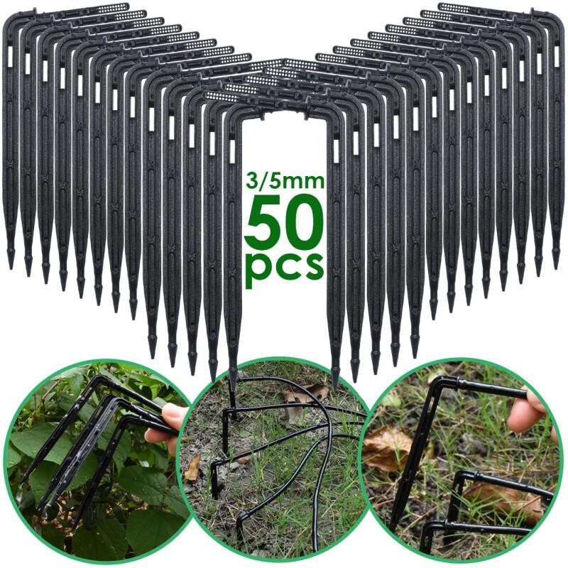50PCS Bend Arrow Dripper Micro Drip Irrigation Kit Emitters Fit 3/5mm Hose Greenhouse Garden Potted Micro Watering System