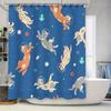 Blue Galaxy Cat Space Shower Curtain Astronaut Bathroom Decor For Kids Gift