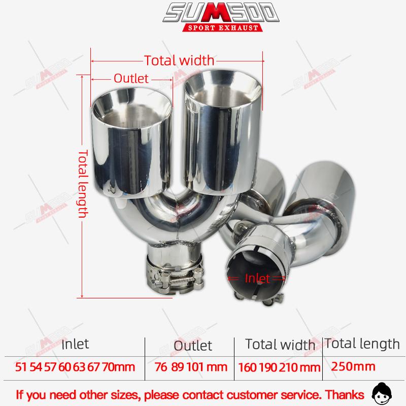 Setrs Dual Car Accessories Modification Stainless Steel Universal Automobile Exhaust Pipe Double Muffler Tip For Toyota Honda left in51-out89mm