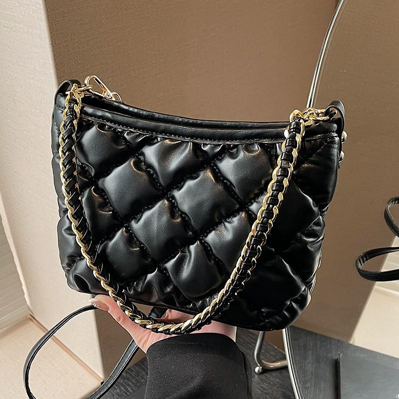 

Bucket Bag Rhombus Shoulder Bag Commuter Premium Messenger Chain Bag Luggage чорний
