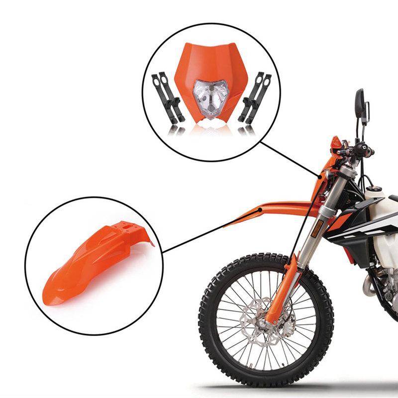 Motorcycle Headlight Headlamp With Fender For KTM EXC XCF SX F SMR Enduro Dirt Bike Motocross Supermoto H4 Bulb LED 12v