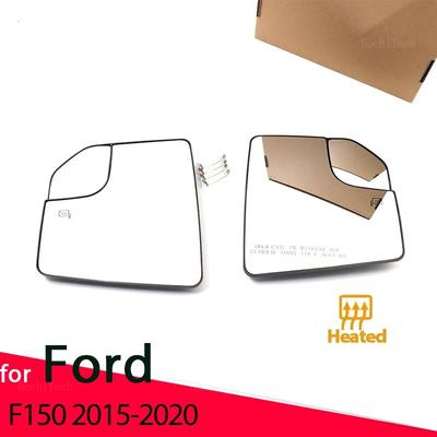 Espelho retrovisor de porta lateral de vidro, lente de espelho lateral aquecida para Ford F-150 F150 XL King Ranch Platinum Raptor 2015-