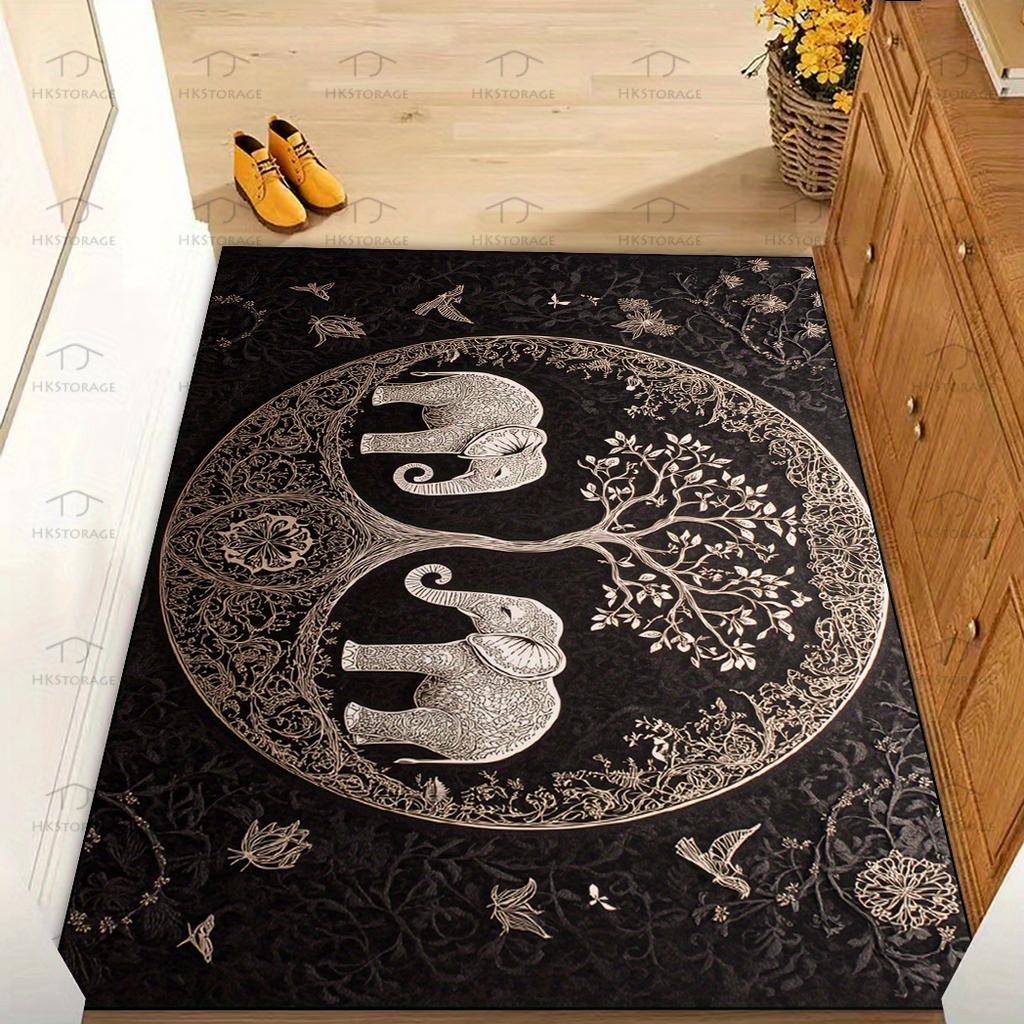 VIKAMA Sacred Elephant Carpet A Majestic Floor Mat Doormat Good Luck Welcome Mat Rug For Bedroom Carpet For Live Room Home Decor
