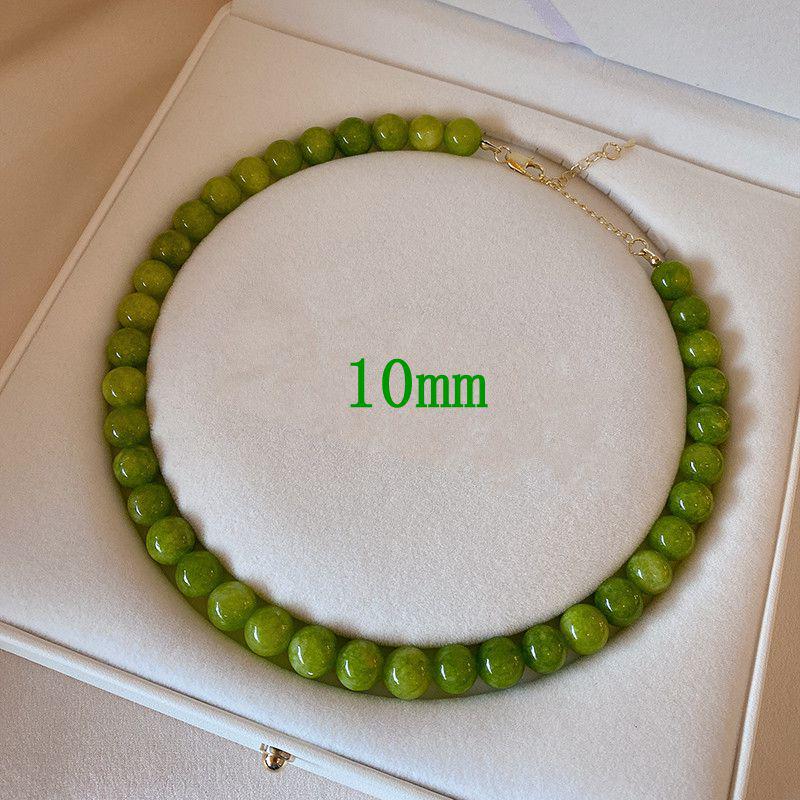 Olive Green Agate Beaded Necklace: Light Luxury, Niche Style Clavicle Chain