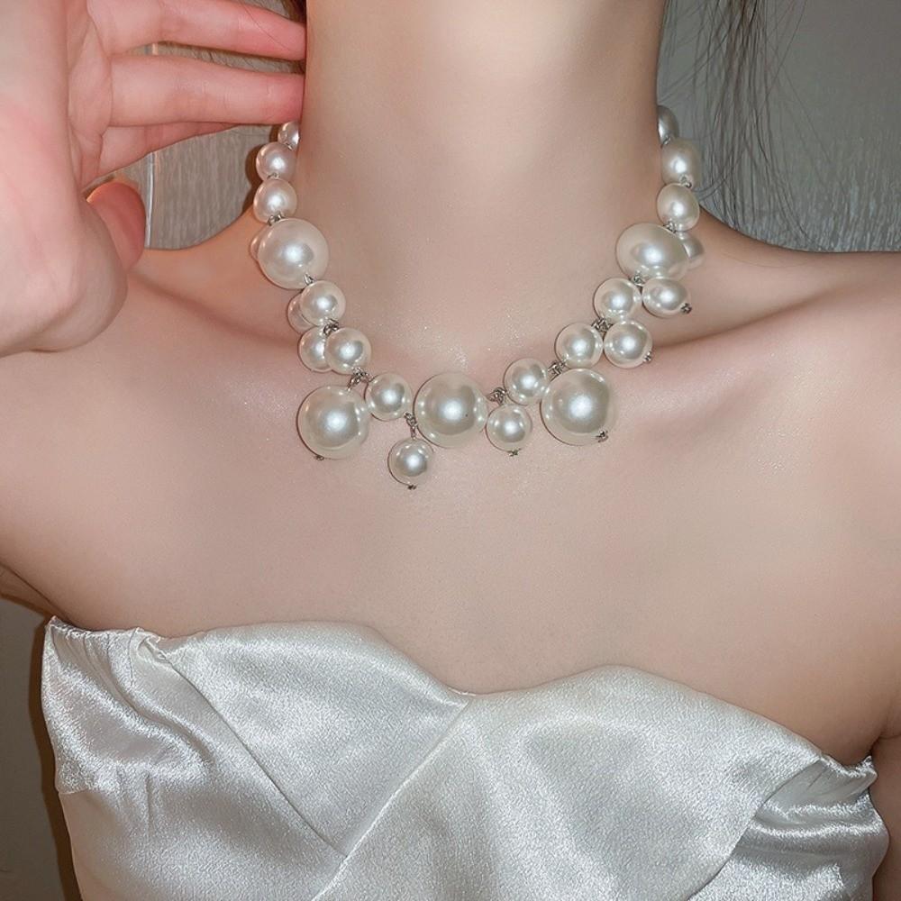 Retro Collarbone Chain Imitation Pearl Neckchain New Pearl Necklace For Bridal