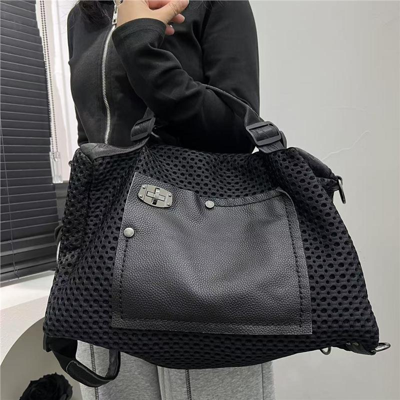 Women S Nylon Mesh Splicing Backpack Large-Capacity Multi-Functional Casual Handbag Standard