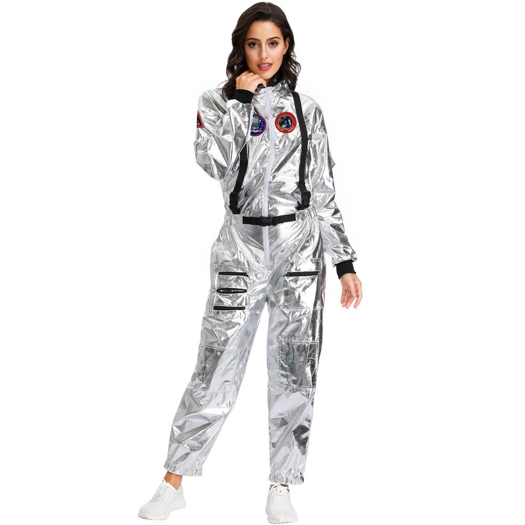 Halloween Couple Wandering the Earth with the Same Space Costume, Uniform Female Astronaut Stage Outfit
