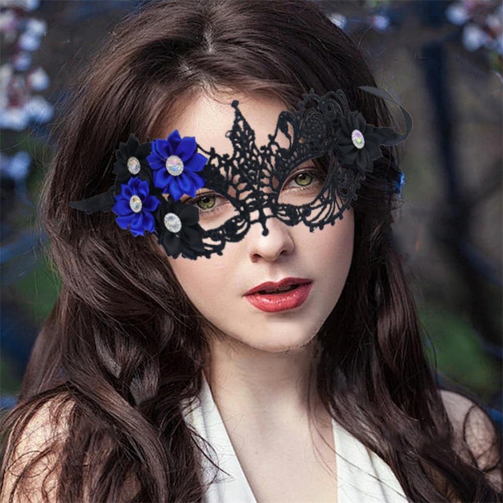 Makeup Ball Hollow Lace Mask Halloween Props Black Half Face Sexy Diamonds Female Eye Mask Fashion Masquerades Eye Mask