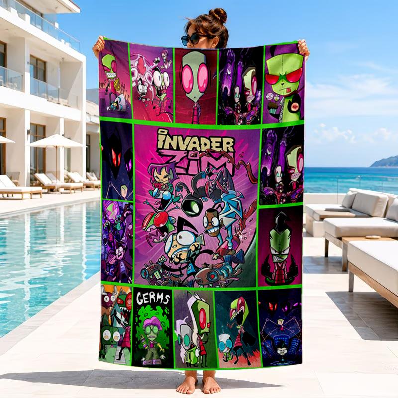 Alien Invasion Pattern Beach Towel, Microfiber Beach Towel, Perfect For Pool, Beach, Travel, Home Decor Beach Party Fan Gifts