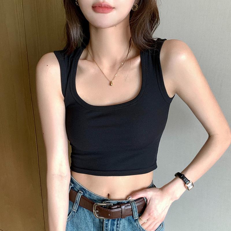 

Стильный жилет Элегантность Мода Повседневный H247 Маленькая майка Женская Внутренняя U-образная спинка Верхняя часть Снаружи Короткий абзац Нижняя рубашка Лето XXL(65-75)kg