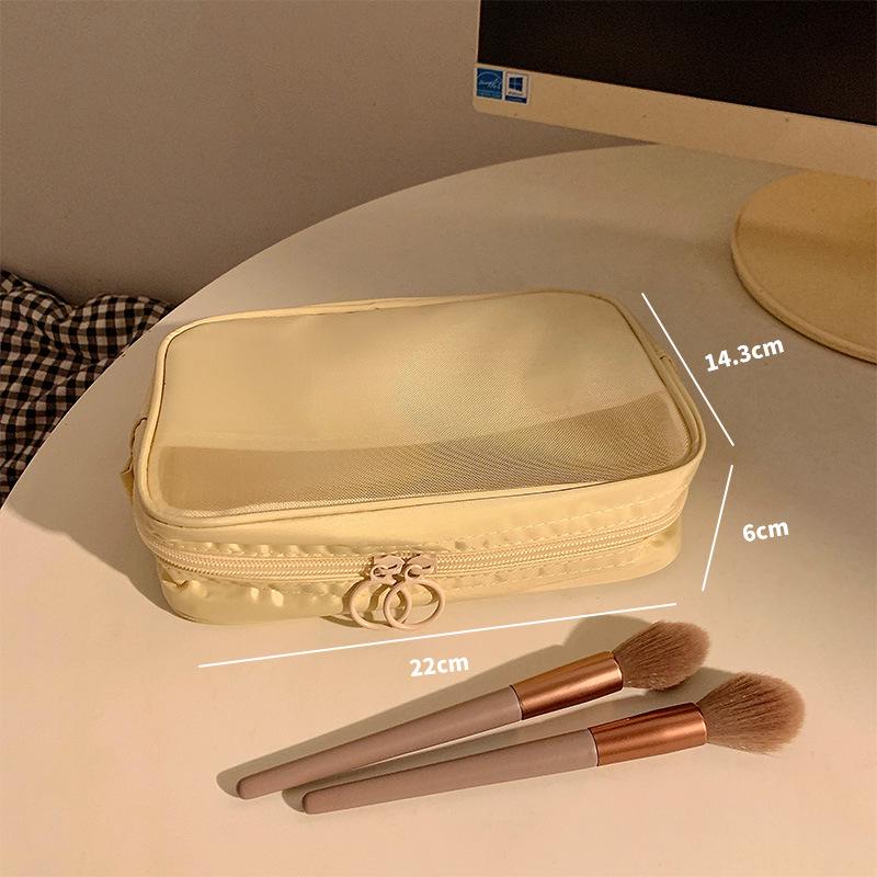 2024 Large Capacity Travel Makeup Organizer Bag – Portable & Convenient Toiletry Mesh Storage