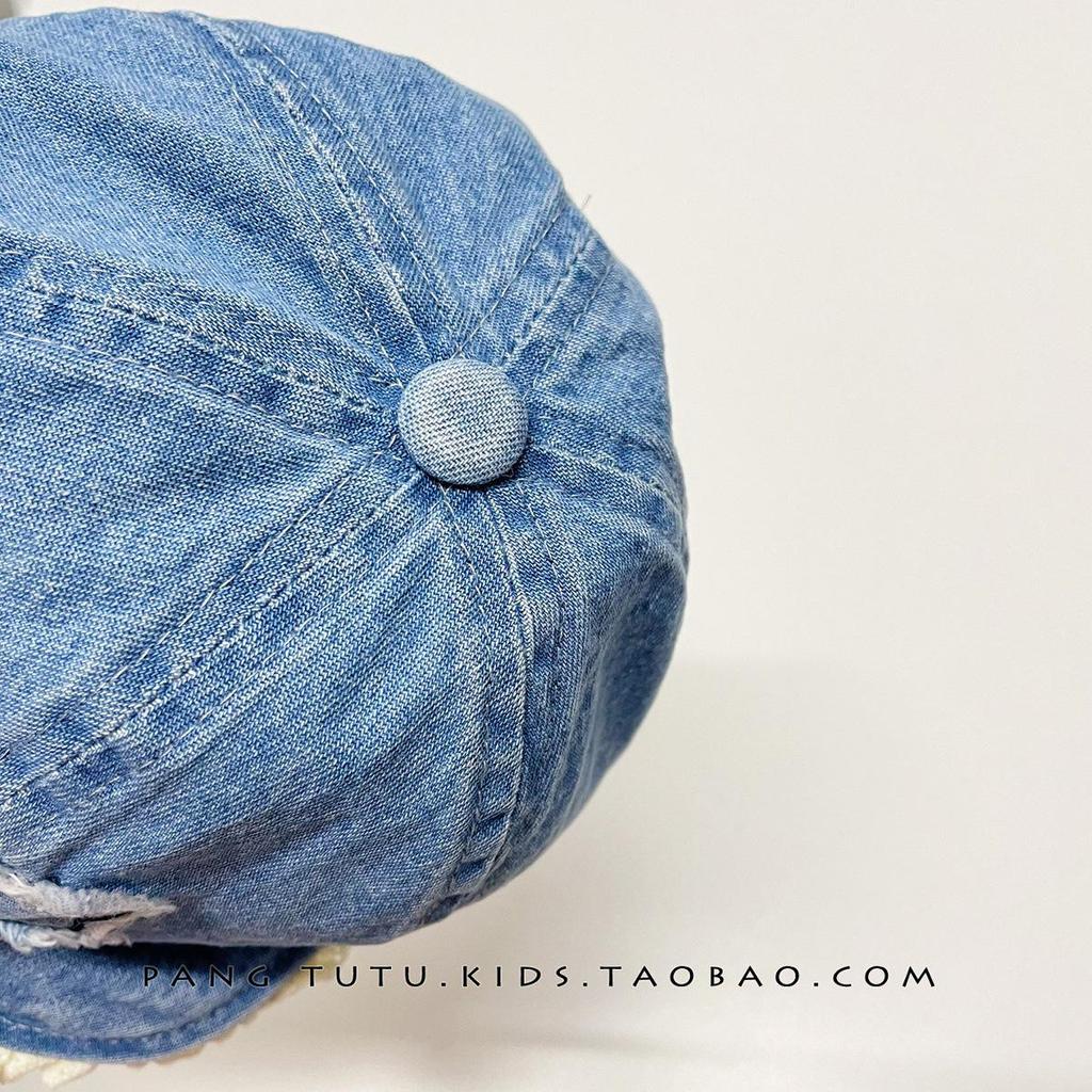 Chapéu de Bebê Jeans Gatinho Fofo - Boné com Aba Macia para Proteção Solar de Crianças Pequenas na Primavera e Outono