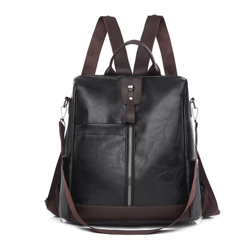 Multifunctional anti-theft backpack women s retro fashionable niche backpack large capacity simple texture shoulder bag One size