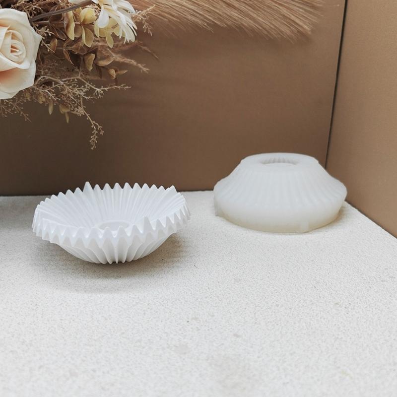 Striped Dish Silicone Candle Holder Mold Resin Tray Mold For Epoxy Resin Candlestick Tealight Holder Home Decoration