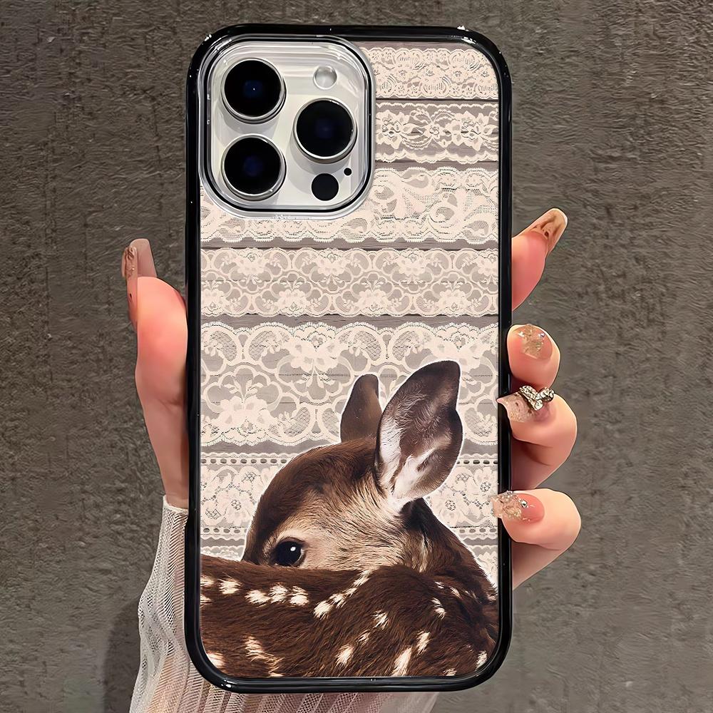 Lace Deer Phone Case For IPhone 17 Air 16 15 13 12 11 14 Pro Max 16 15 14 Plus 17 16 15 14 Plus Case Cover Funda Bumber Coque