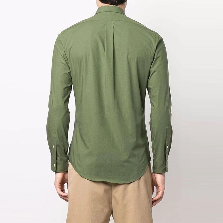 Polo Ralph Lauren SS22 Solid Color Casual Polo Long Sleeve Shirt Men shirts Green 710829424-013