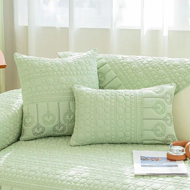 Universal Sofa Cover Embroidery Non-Slip Simple Modern Cotton Fabric Sofa Cushion Living Room Sofa Cover Armrest Cloth Towel