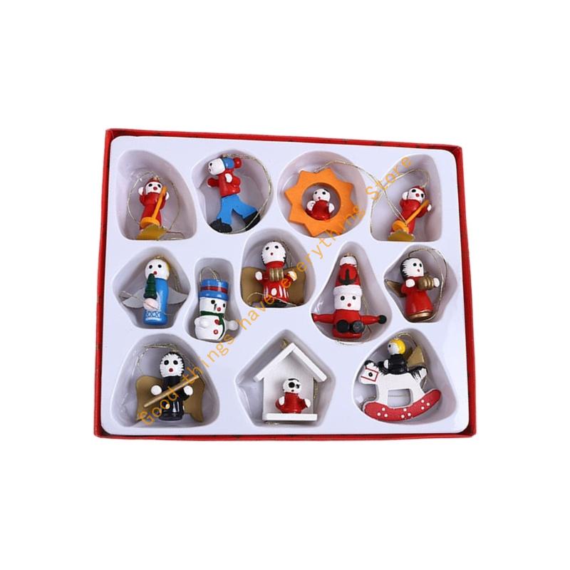 Hölzerne Puppe Weihnachtsdekoration Schneemann Weihnachtlicher Hängeanhänger Weihnachtsbaumschmuck für Heimdekoration 55KF