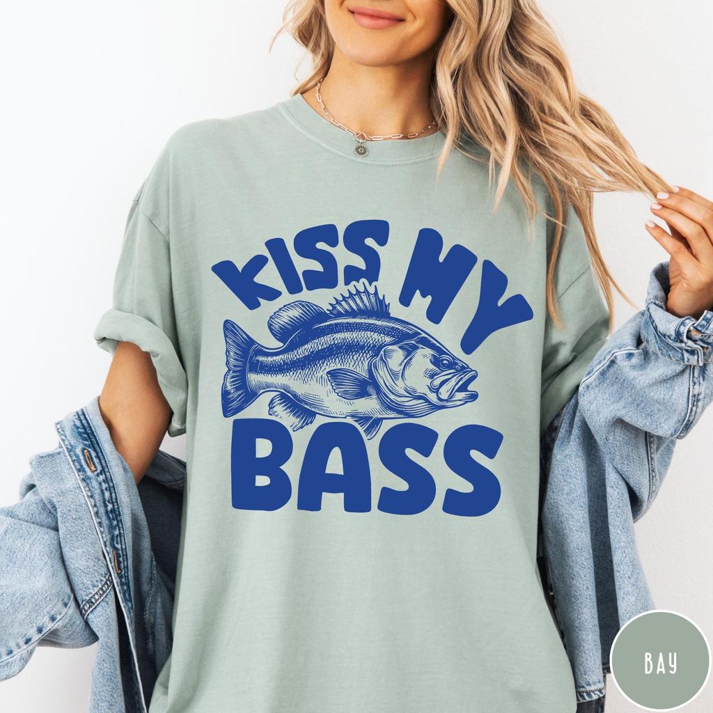 Retro Kiss My Bass T-Shirt, Vintage Fishing Shirt, Unisex Funny Fishing Tshirt, Sarcastic Bass Fishing Tee, Fishing Gift