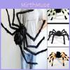 Svart spindel Halloweendekoration plysch spökhusrekvisita inomhus utomhus bred 30-125cm