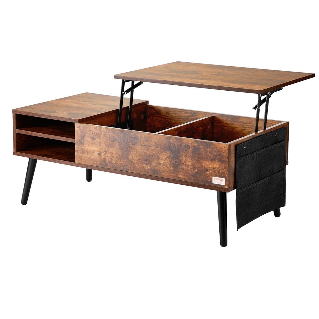 Lift Top Coffee Table 39.4 In Rectangle Coffee Table for Living Room Brown
