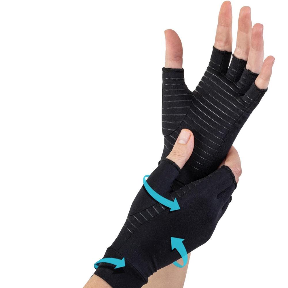 1Pair Copper Compression Arthritis Gloves Fingerless for Carpal Tunnel, RSI, Rheumatoid, Tendonitis, Hand Pain, Computer Typing