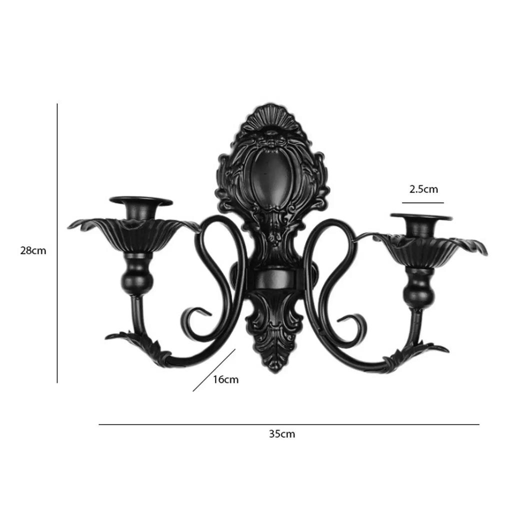American retro black wall-mounted candlestick, background wall decoration, candle cup, garden wall hanging item, candle stand