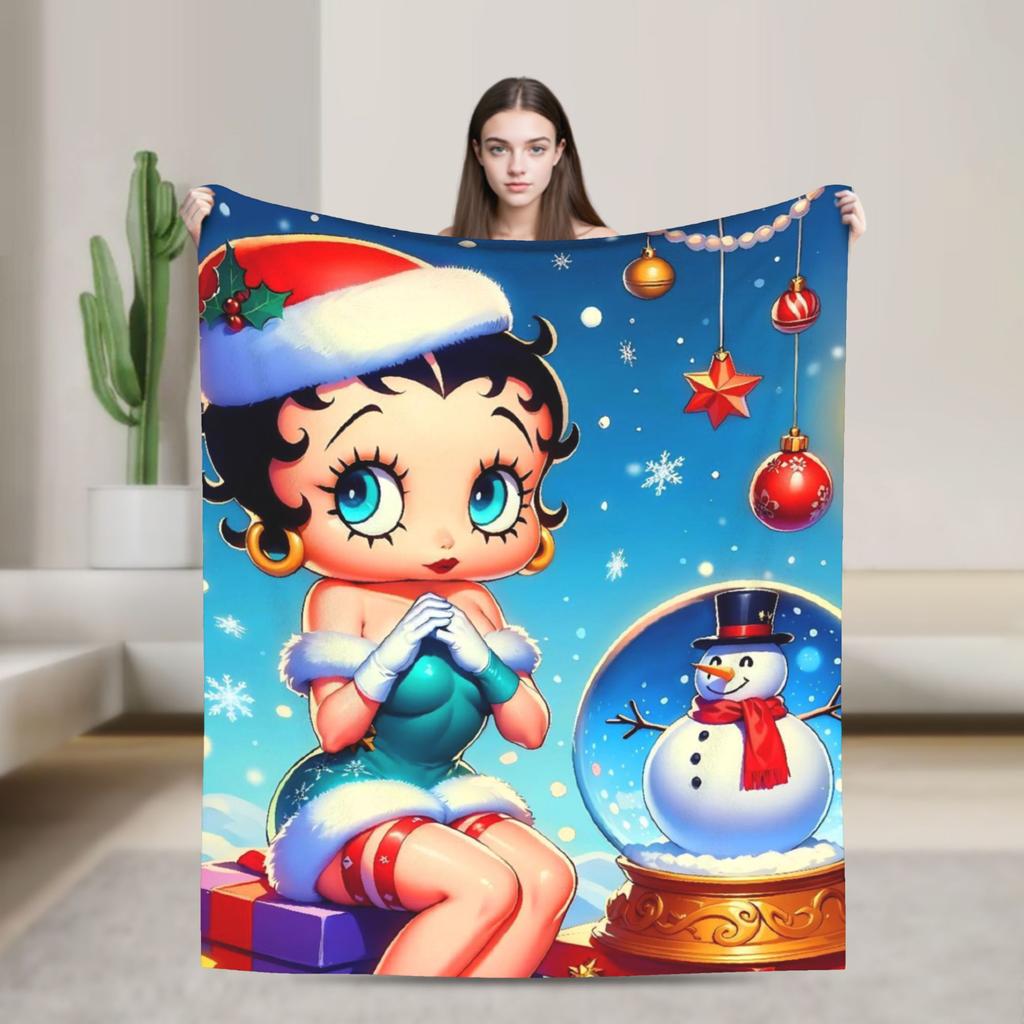 B-Bettys Boops Throw Blanket for Couch  Soft Fuzzy Plush Blanket 50x60 Inch Multi-size Bedspread for All Seasons