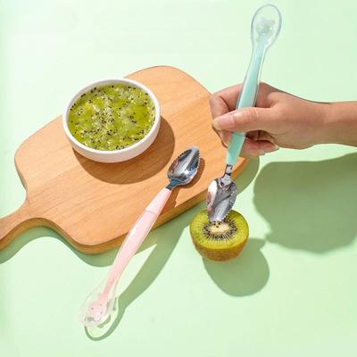 Fruit Scraping Mud Spoon Baby Food Feeding Spoon Two Heads Soft Silicone Easy To Eat Fruit Spoon Baby Feeder Utensils Supplies
