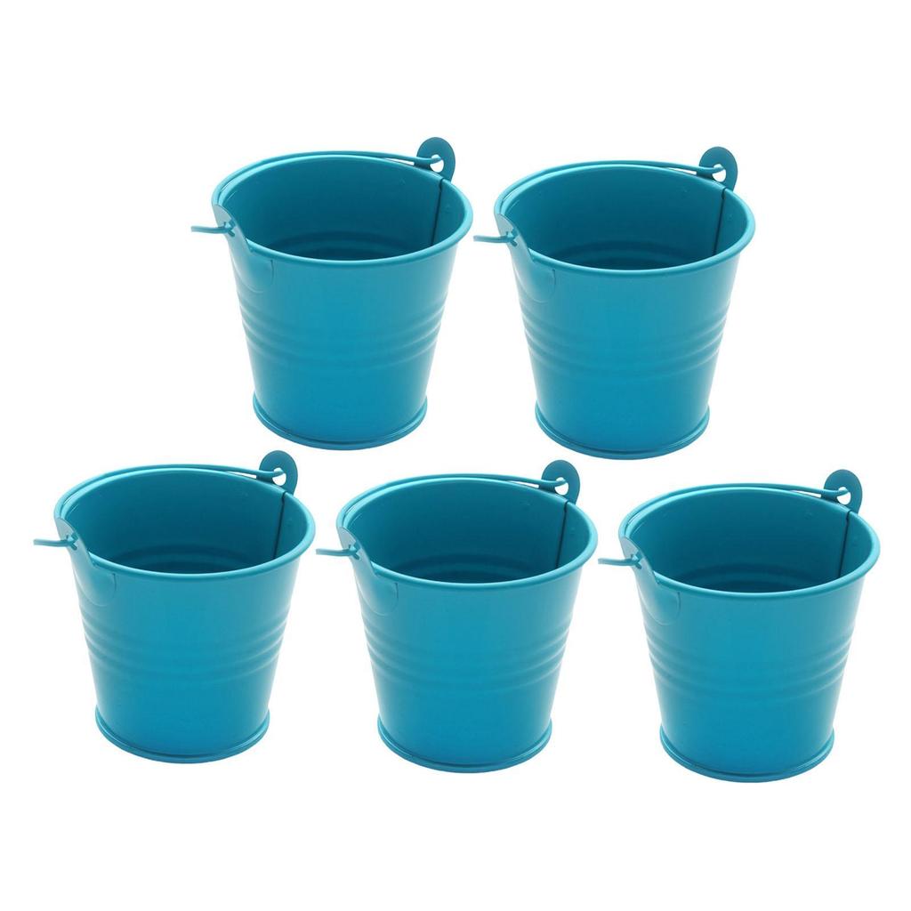5x Small Metal Buckets Decor Crafts Planters with Handle Versatile Creative Plant Pots for Party Supplies Gift Patio Yard Garden