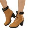 Large Size Women's Single Boots Autumn and Winter Fashion Rhinestone High Heel Fashion Boots Round Head Lace-up Thick Heel Short Boots