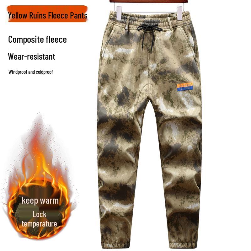 Men's Waterproof Camouflage Workwear: Thick, Plus Velvet for Autumn/Winter - Protective Jacket and Overalls.