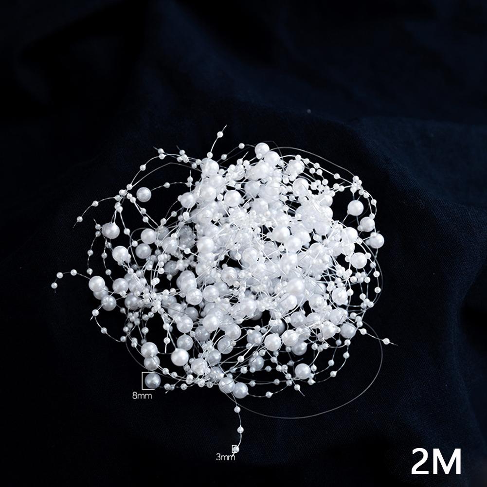 Weihnachtsperlendekoration im europäischen Stil für Feiertags-DIY-Dekor, 2 m Kunststoffornament, Weiß oder Gold