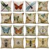 Elegant 18" Butterfly Bees Cotton Linen Pillow Case For Stylish Home Decor