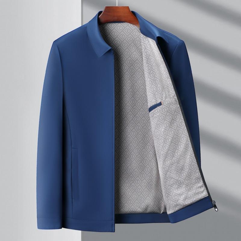 Dad's Lapel Jacket Spring and Autumn New Civil Servant Business Jacket Men's Middle-aged and Elderly Mulberry Silk Loose Top