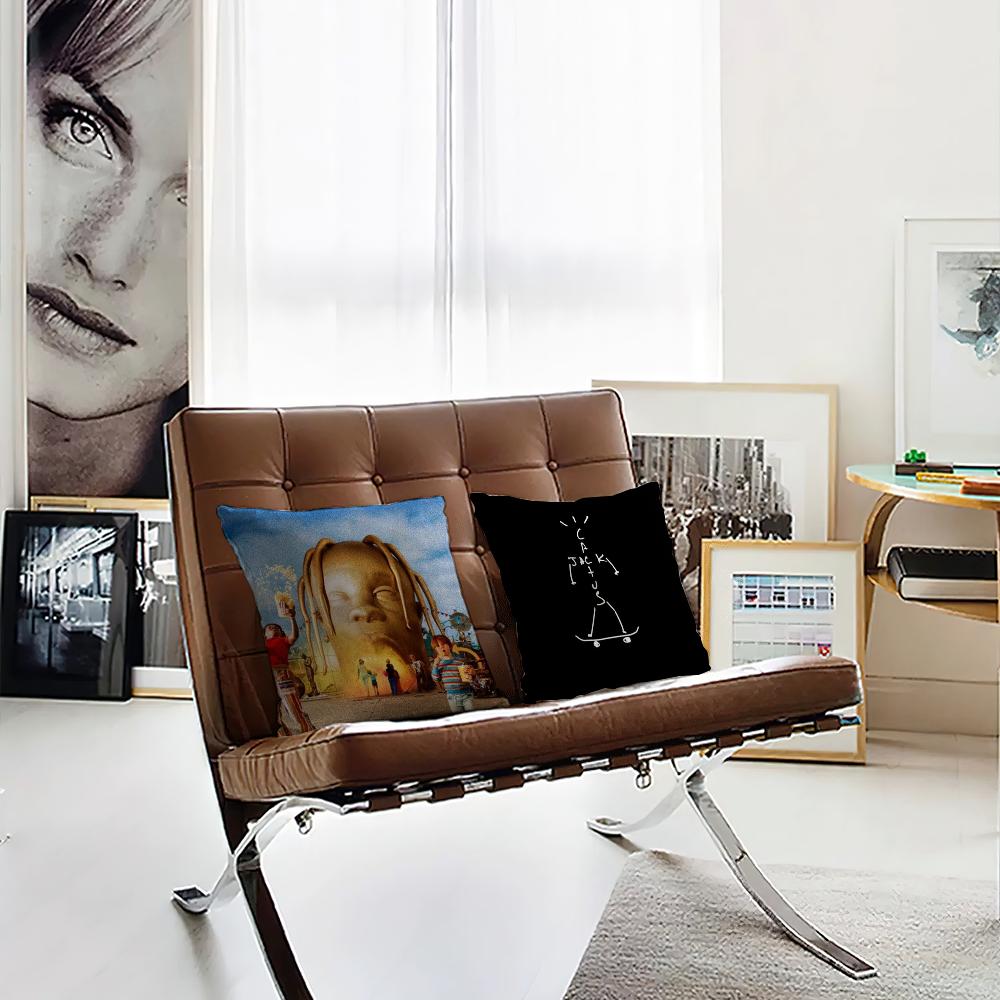 Luxury T-Travis S-Scott Cushion Cover Room Home Sofa Living Office Coffee Shop Car Printing Decoration Nordic Simplicity Cover