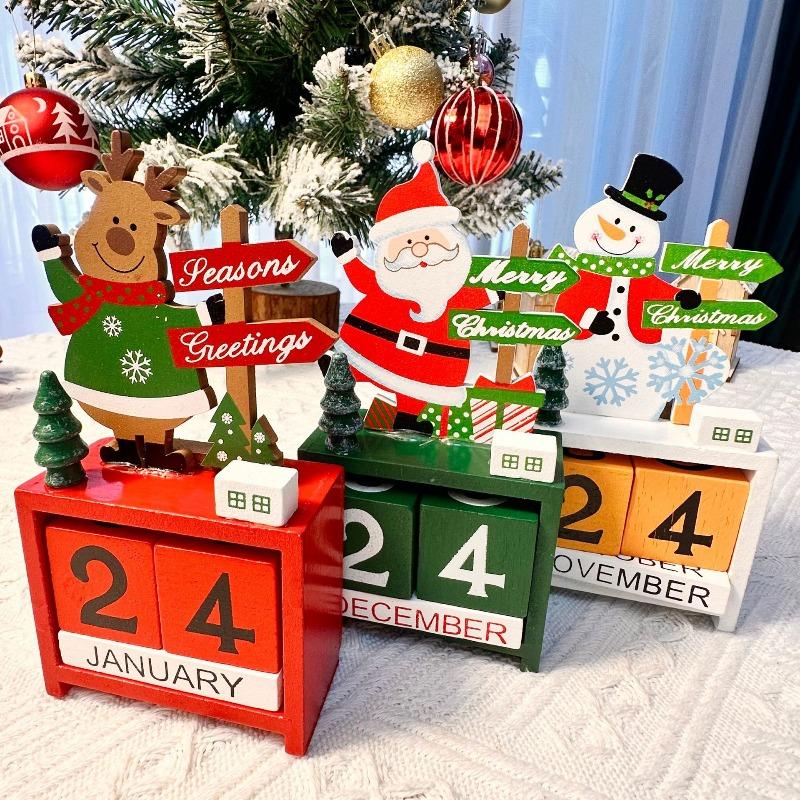 Christmas children's gift decorations creative wooden calendar tabletop ornaments gifts front desk scene decoration