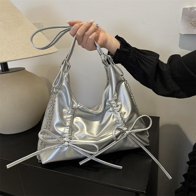 Folded bow backpack bag women's new trendy fashion sweet tote bag casual large capacity bag