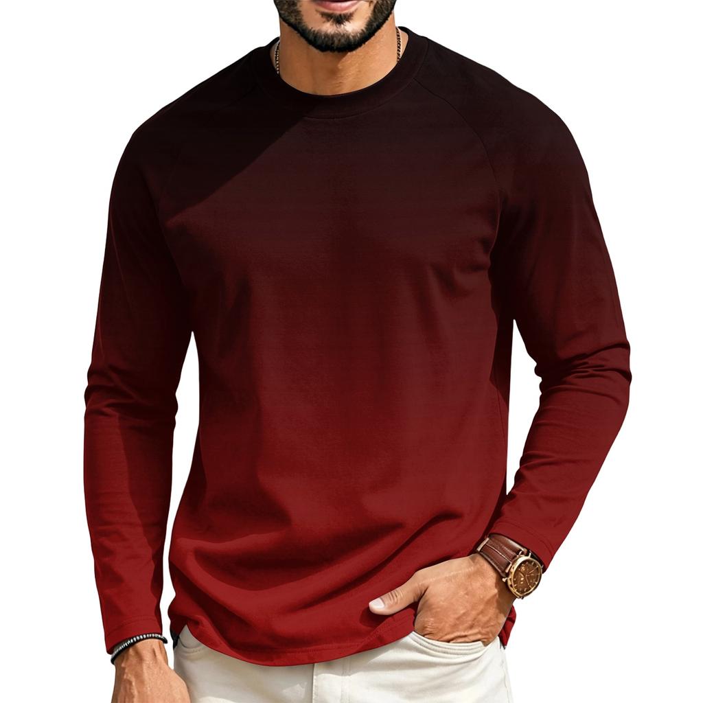Men's Raglan Long Sleeve T-Shirt Neck Casual Top for Everyday Wear