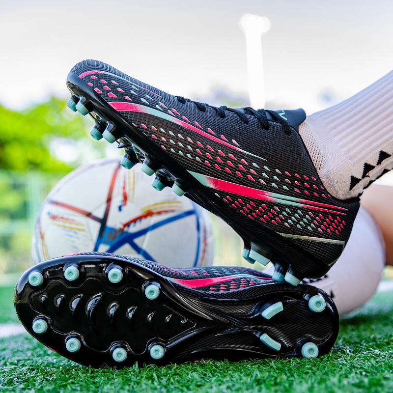 Unisex Football Boots Men's High -top Elastic Socks Mouth Leather Art Lawn Long Nail Football Shoes Children Big Size Football Boots