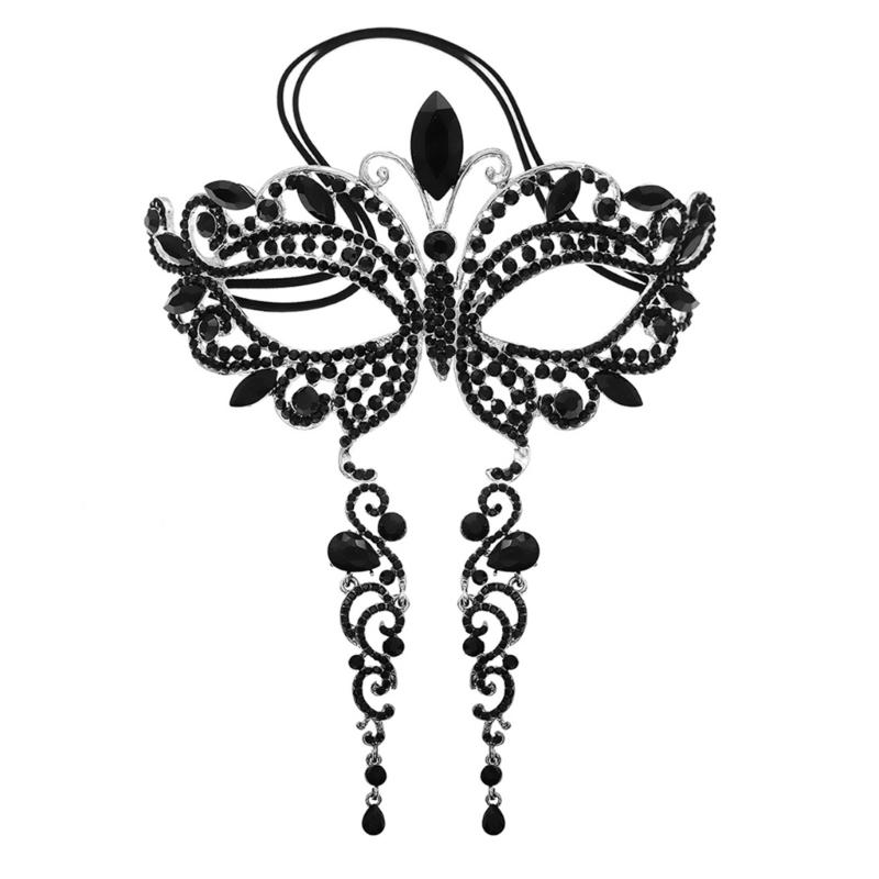 Temperament Rhinestones Jewelry Masquerade Half Face Eye Masks with Adjust Strap