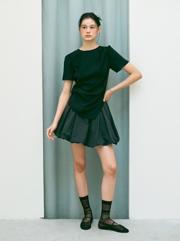 I Jeno Ri Black Balloon Mini Skirt