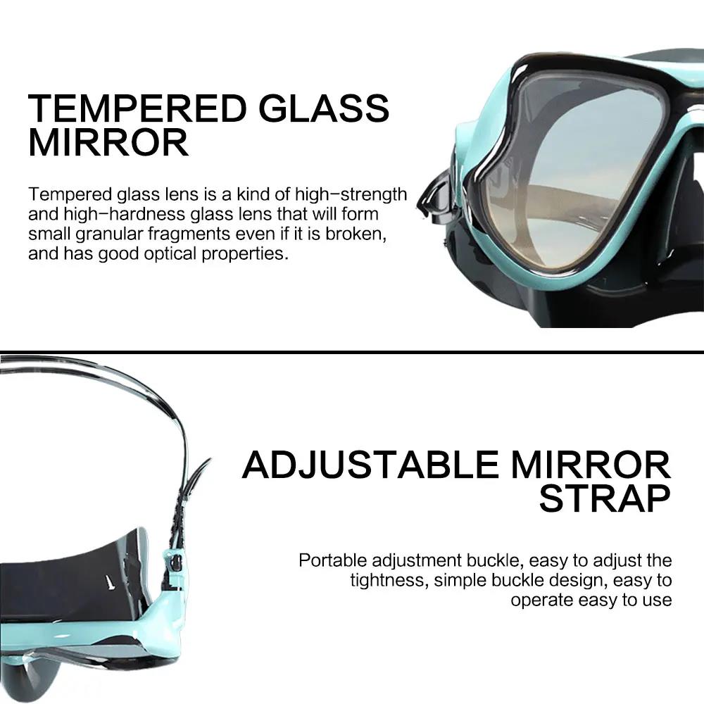 Snorkelling Gear Set Diving Mask Snorkel Set with Large Frame Silicone Skirt Anti Fog Tempered Glass Lens Full Dry Top Snorkel with Splash Guard