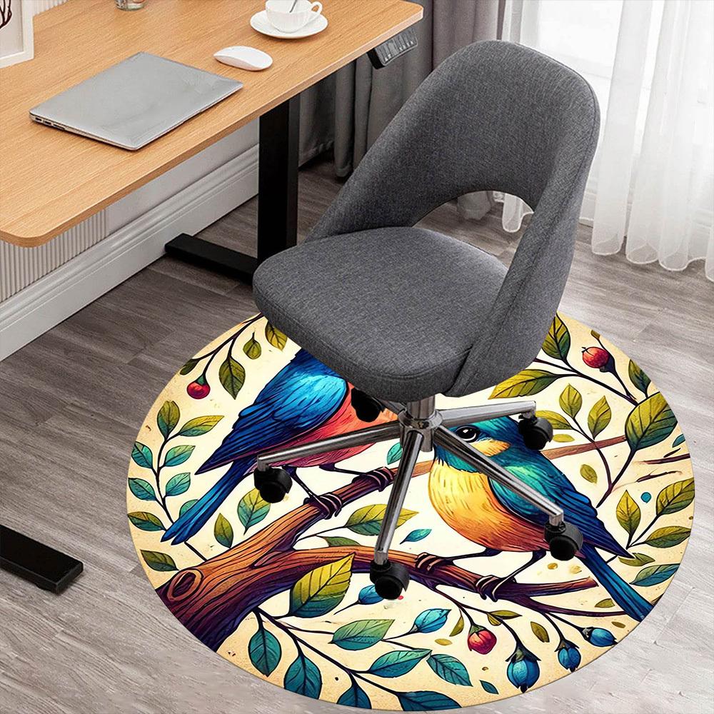 

1pc birds nature Round Chair mat Area Rug - Non-Slip, Floor Mat for Office, Bedroom, and Indoor Decor -1002228 80cm by 80cm