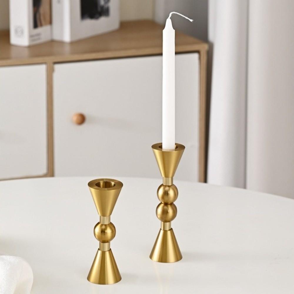 3Pcs Gold Candlestick Holders Table Centerpiece Brass Taper Candle Holders Home Decorations Decorative Candle Holder