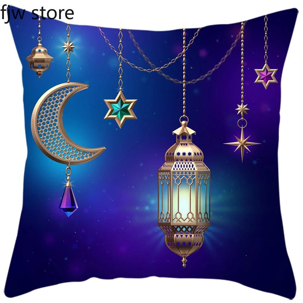 2024 New Eid Al Fitr Home Decoration Pillowcases Islamic Muslim Ramadhan Pillowcases Mosque Decorative Pillowcases