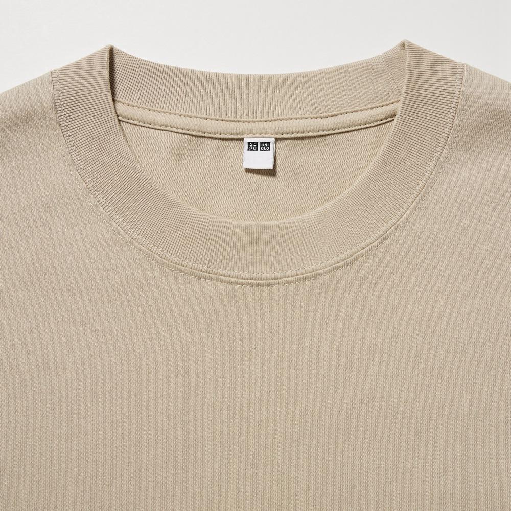 UNIQLO Plain Round Neck Loose Pullover Sweatshirt Unisex sweatshirt Khaki 455404-00