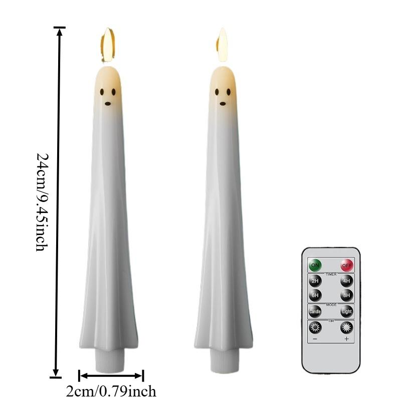 New Flameless Cone Electronic Remote Control Candle  Halloween Decorative Plastic Material Ghost Flameless Candle
