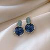 Französische Elegante Blaue Asymmetrische Geometrische Ohrringe Damen Einfacher Modeschmuck Für Party und Tägliches Tragen